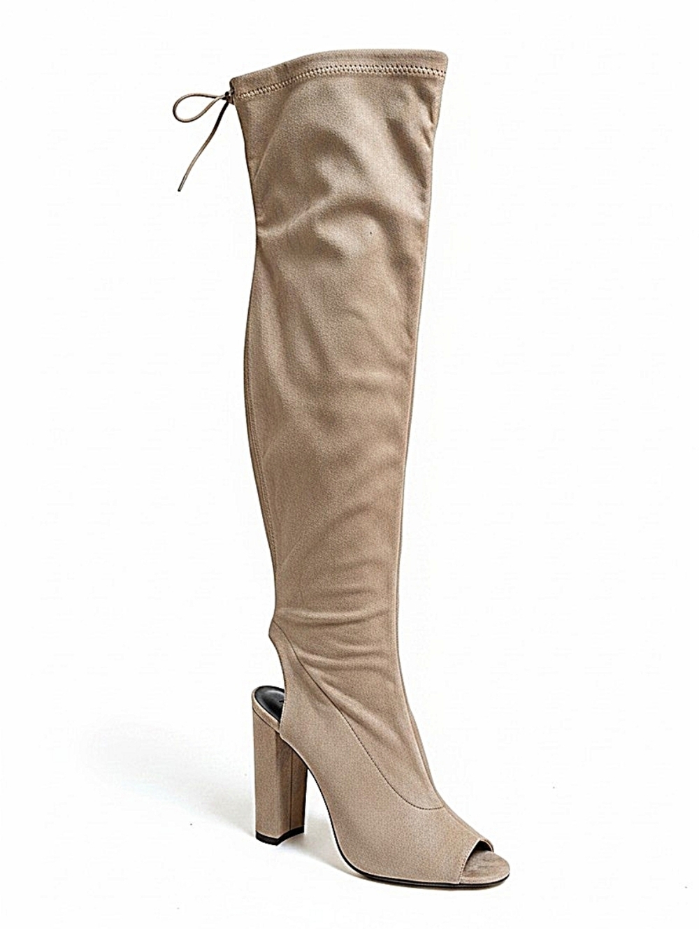NEW! TOP Moda Over-the-Knee Peep-Toe Boot in Taupe